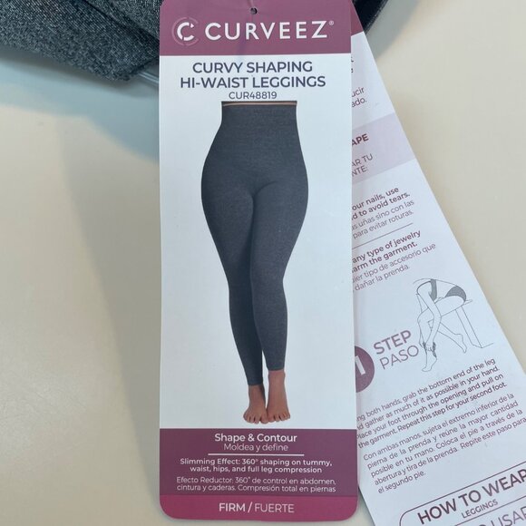 Curveez® High Waisted Shaping Grey Leggings Sz LG  CUR44819 - Picture 8 of 9